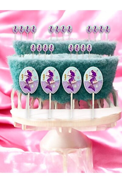 VibeHome Deniz Kızı Temalı 16 Adet Kürdan - Doğum Günü Ve Parti Ikramları Içi...