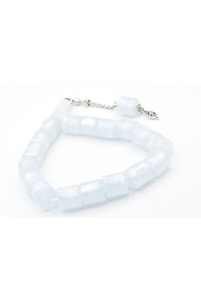 Murty99 Cylinder Cut Pearlescent White Crimped Amber Efe Mascot Rosary