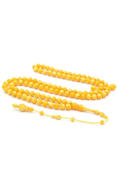 Murty99 Mărgele de rugăciune din chihlimbar pudră galbenă - 99 de bucăți, moa...