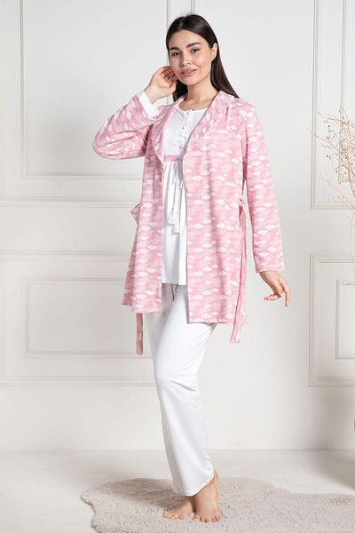 Mecit Pijama Σετ πιτζάμες εγκυμοσύνης Mecit 6100 Pink Rose and Rose