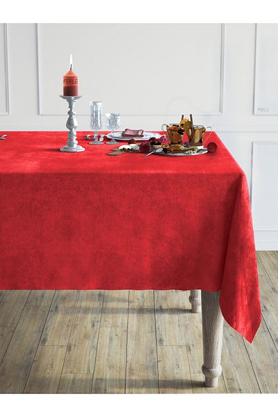 Perle Daily Series Velvet Textured Red Tablecloth