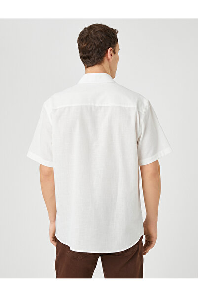 Koton Καλοκαιρινό πουκάμισο με κοντό μανίκι κλασική τσέπη γιακά με λεπτομέρειες