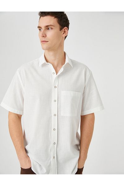 Koton Summer Shirt Short Sleeve Classic Collar Pocket Detailed