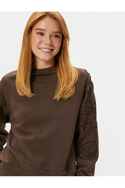 Koton Şahika Ercümen X - Crew Neck Embroidered Sweatshirt