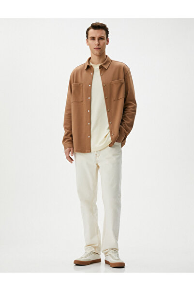 Koton Αθλητικό πουκάμισο με μακρύ μανίκι Κλασικό γιακά με λεπτομέρεια Κουμπί κουμπώματος