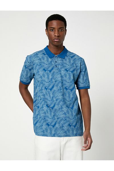 Koton Tričko Polo Neck Leaf Detailní krátký rukáv Slim Fit