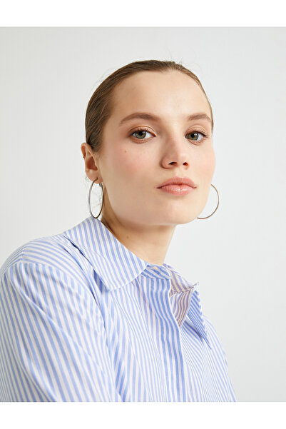 Koton Crop Poplin Gömlek Uzun Kollu Düğmeli