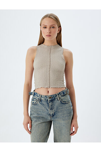 Koton Halter Collar Crop Tank Top - Wrapped Fabric