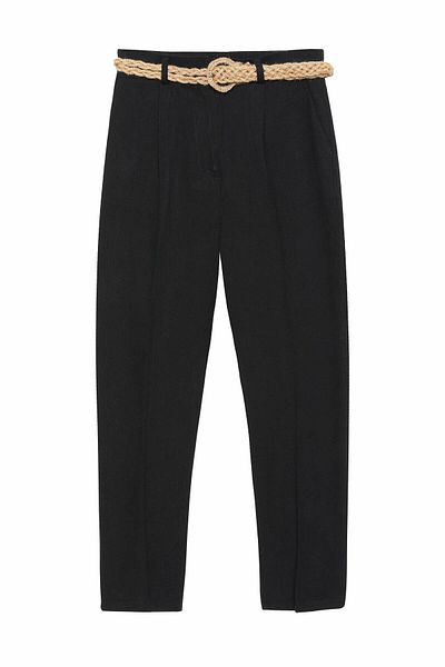 Quzu Μαύρο τζιν παντελόνι Quzu Straw Belted - 21Y70840