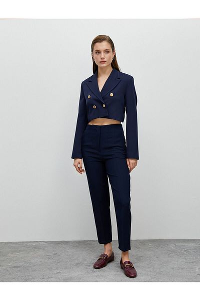 Koton Crop Blazer Jacket Buttoned Double Breasted