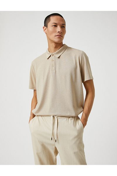 Koton Basic T-Shirt Polo Neck Button Krátký rukáv