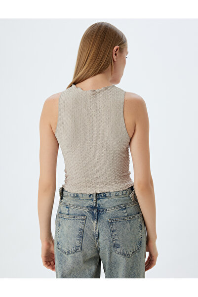 Koton Halter Collar Crop Tank Top - Wrapped Fabric