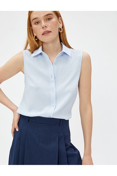 Koton Sleeveless Basic Shirt Buttoned