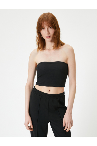 Koton Felső texturált Crop pánt nélküli férfi cipő Gx9688