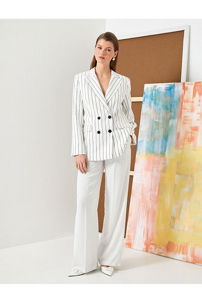 Koton Zweireihiger Blazer mit geknöpfter Pattentasche