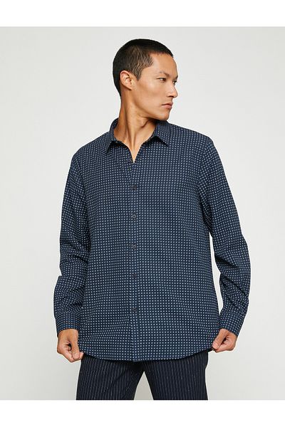 Koton Sportovní košile Slim Fit Classic s límečkem s dlouhým rukávem, nežehlivá