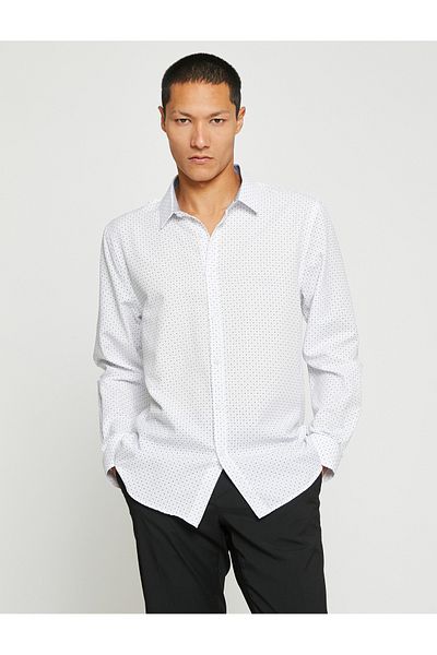 Koton Αθλητικό πουκάμισο Slim Fit Κλασικό γιακά με μακρυμάνικο μη σιδερένιο