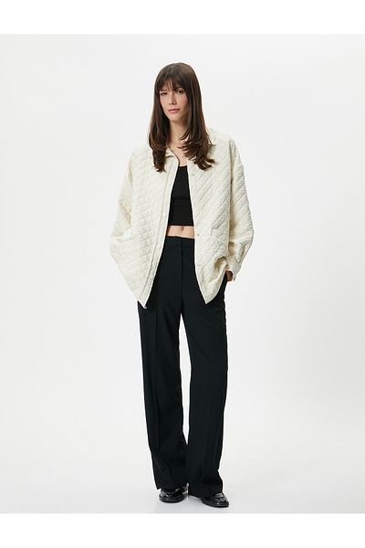 Koton Quilted Jacket Pocket Snap Button Regular Fit