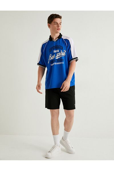 Koton Tricou supradimensionat Guler polo Slogan Imprimat Linie Detaliată Mânecă scurtă