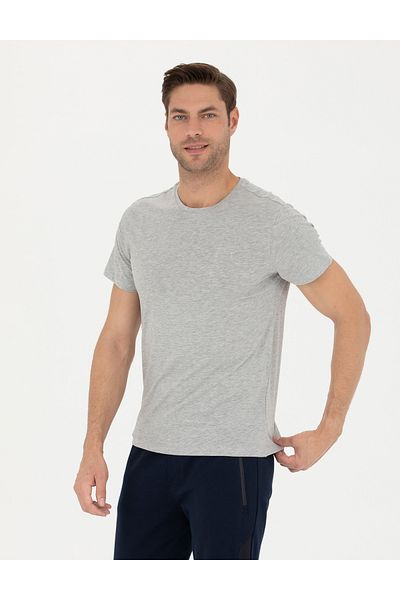 Pierre Cardin Ανοιχτό γκρι μελανζέ Slim Fit Basic T-shirt 50289335-vr091