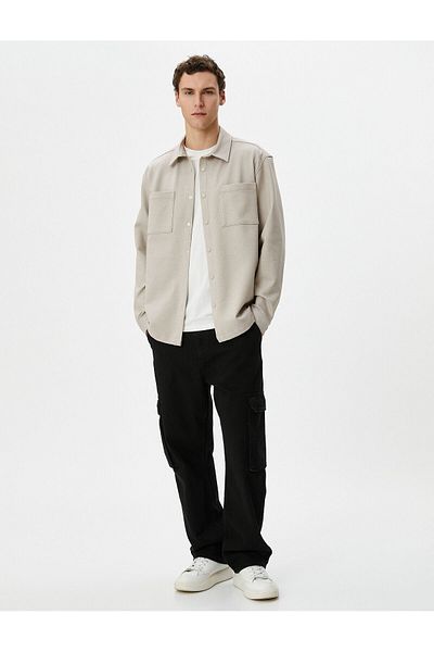 Koton Sports Shirt Pocket Detailed Classic Collar Snap Button