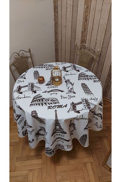 gonk Round,Duck (Liquid Iti̇ci̇,Stain-Proof) Fabric,Tablecloth