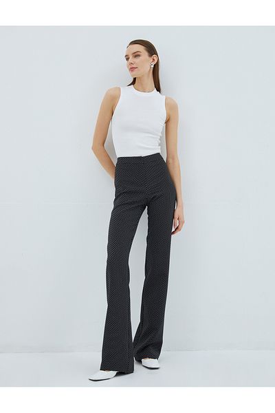 Koton Polka Dot Spanish Leg Fabric Trousers