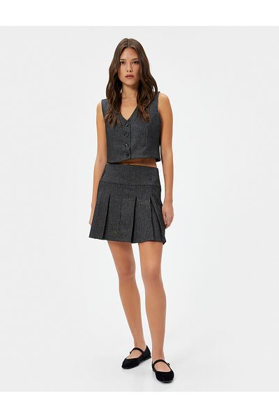 Koton Crop Vest Double Breasted Buttoned V-Neck