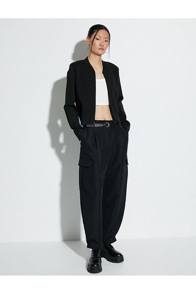 Koton Bomber Knitwear Cardigan Zippered