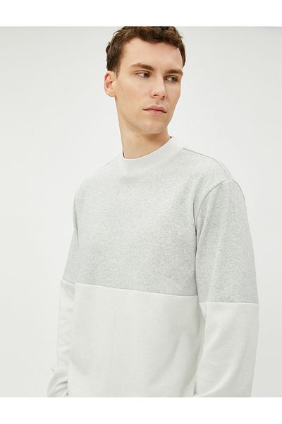 Koton Crew Neck Sweater Color Blocked Long Sleeve