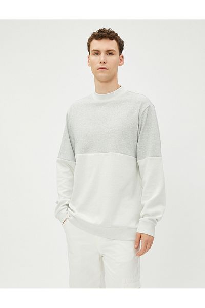 Koton Crew Neck Sweater Color Blocked Long Sleeve