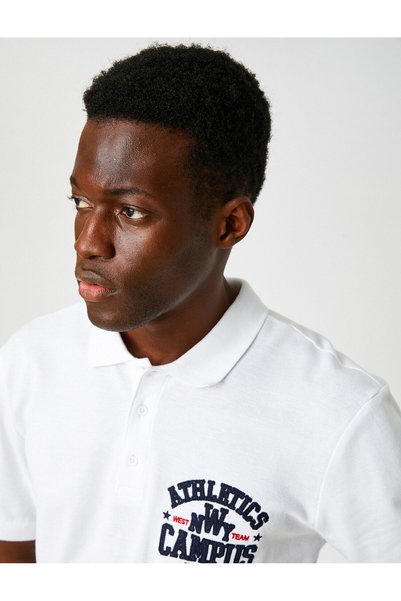 Koton College embroidered polo collar t-shirt