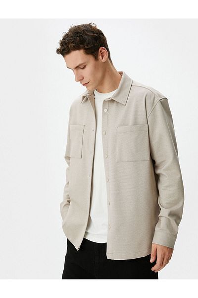 Koton Sports Shirt Pocket Detailed Classic Collar Snap Button