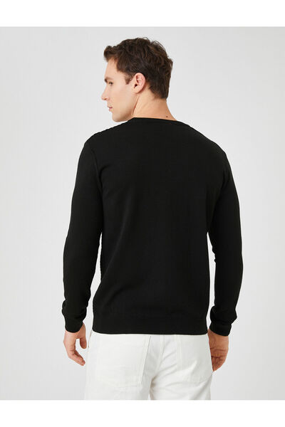 Koton Tricotaj Pulover Texturat Decolteu Crew Slim Cut