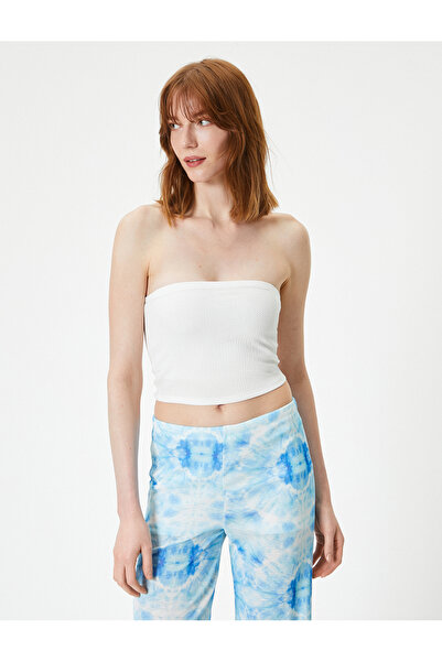 Koton Crop Strapless Top Textured