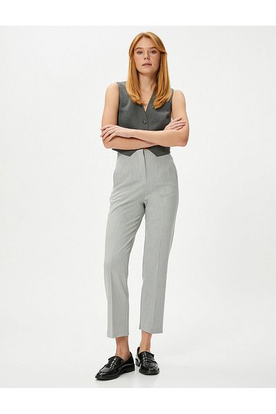 Koton Pantaloni chino din stofă Buzunar cu talie înaltă