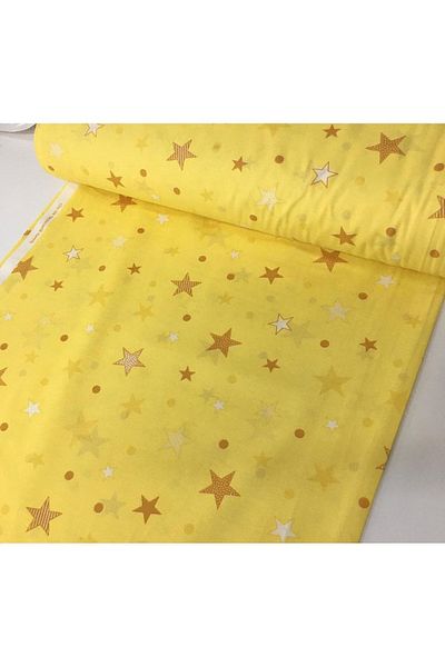 Bebek Özel Half Meter Cotton Fabric Yellow Stars Patterned 50X240 cm