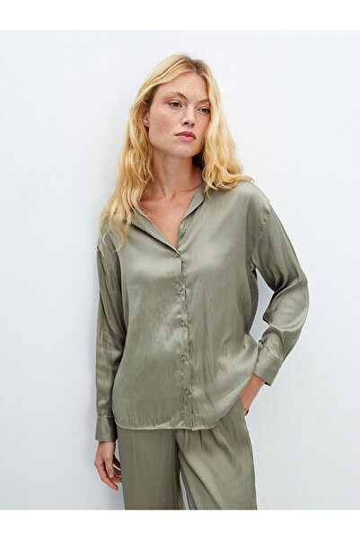 LC Waikiki Nevavm Oversize Satin Women's Shirt with a Difference