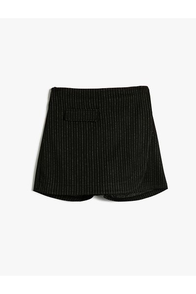 Koton Double Breasted Cut Short Skirt - Pocket Detail and Snap Button