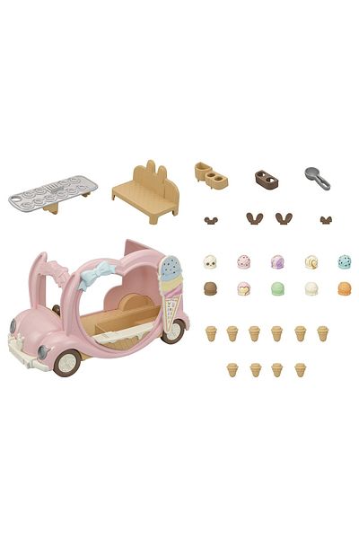 SYLVANIAN FAMILIES Ice Cream Van | Pastel Pink | Toy Vehicle for Mini Dolls and Playsets