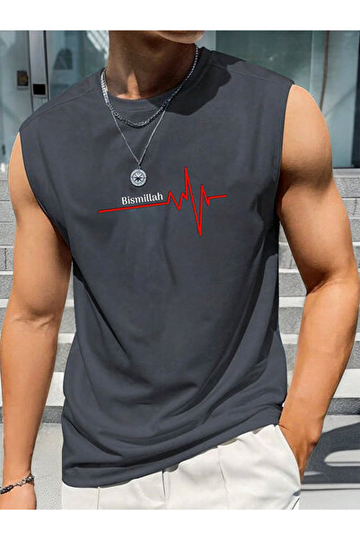 Cosmo Style BISMILLAH εμπριμέ GYM/FITNESS αμάνικο υπερμεγέθη αθλητικό μπλουζάκι με λαιμόκοψη 4070788541178