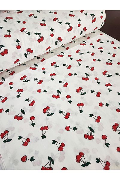Bebek Özel Half Meters 100% Cotton Poplin Fabric Cherry Patterned Patterned 50X240 cm