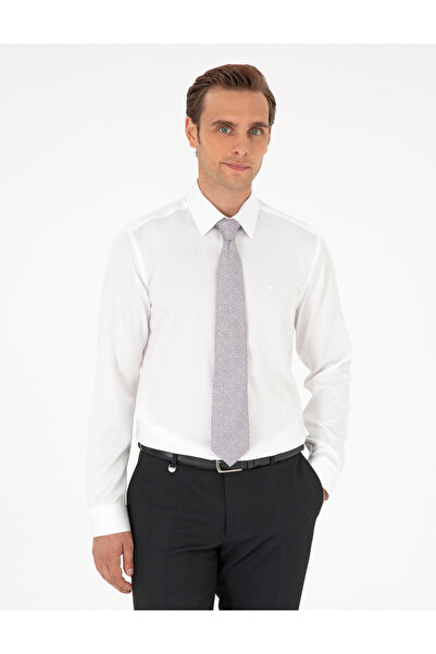 Pierre Cardin Cămașă albă cu mânecă lungă, care nu necesită călcare, ușor de ...