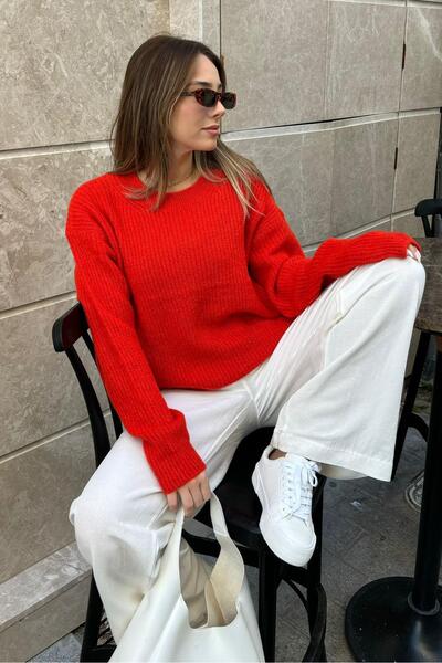 Seeh Crew Neck Orange Knitwear Sweater - Sh118
