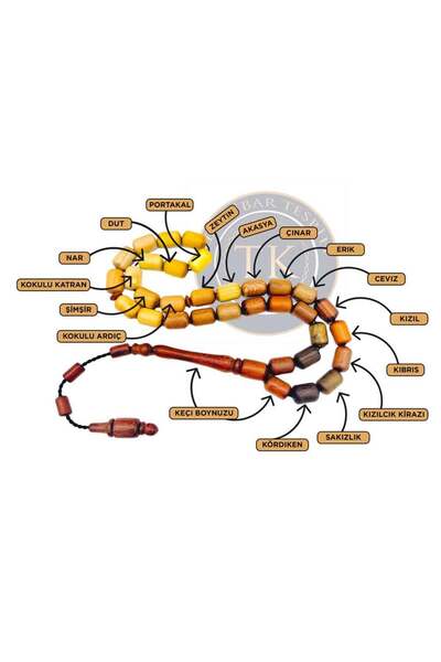 OTTOTESBİH 8,5X11.5Mm 17 Different Mixed Tree Prayer Beads with Master Crafting System