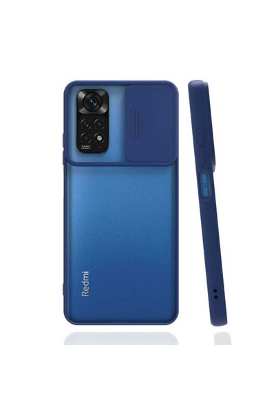 kilifone Xiaomi Redmi Note 11 Global - غطاء منزلق منزلق للعدسة الخلفية - أزرق...