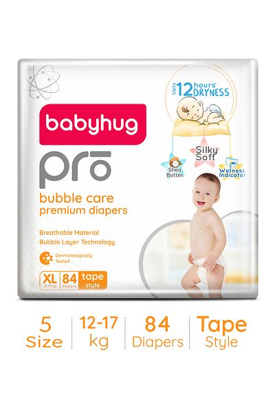 Babyhug Pro Bubble Care Premium Tape Style Diapers Size 5 - 84 Pieces
