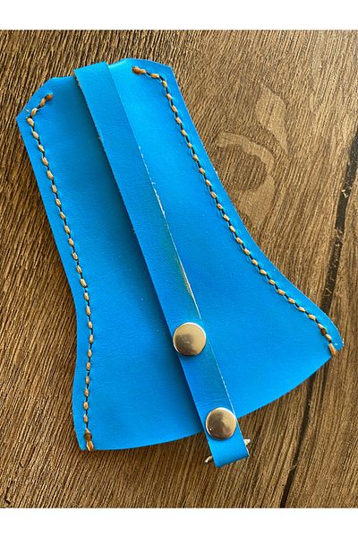 Store Sky Blue Leather Keychain - 100% Handmade Bell Model