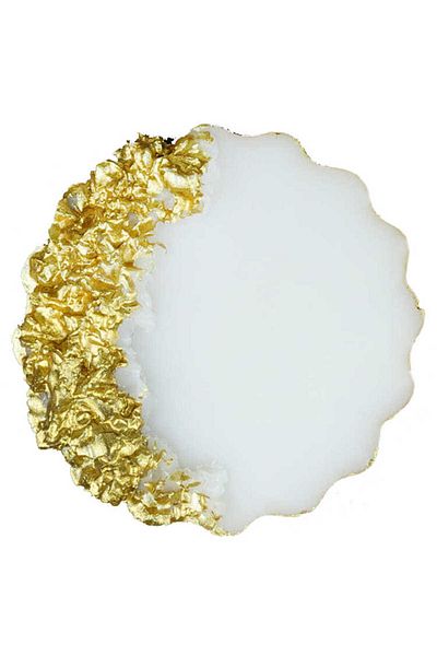 Acar Süs Epoxy 7 cm Stones Gold Round - 1 Piece
