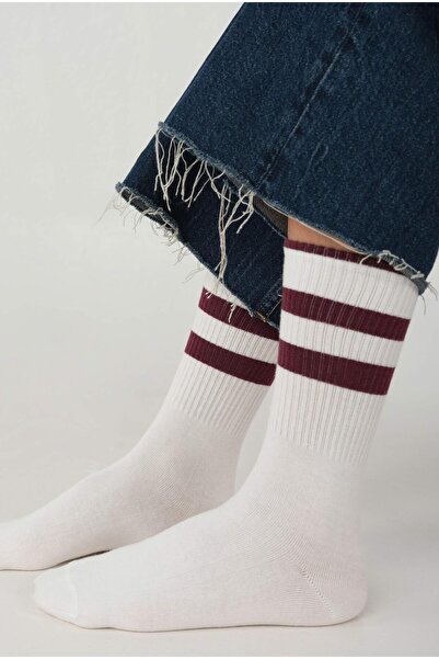 HEQA Șosete din cauciuc împletit alb-roșu claret